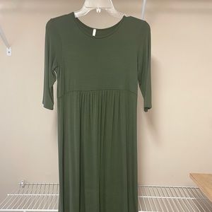 Girls 3/4 sleeve long cotton dress
